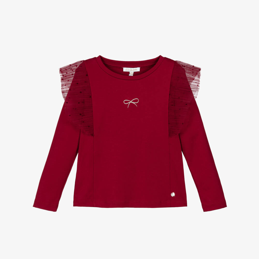 Lili Gaufrette-Red Bow Ls Top | Childrensalon Outlet