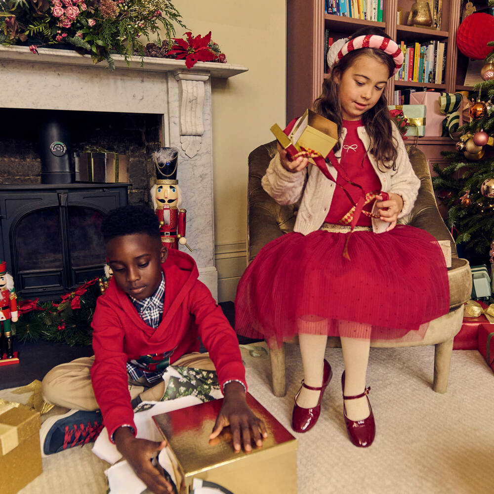 Lili Gaufrette-Red Bow Ls Top | Childrensalon Outlet