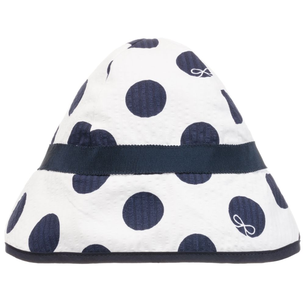 Lili Gaufrette - White & Blue Cotton Hat | Childrensalon