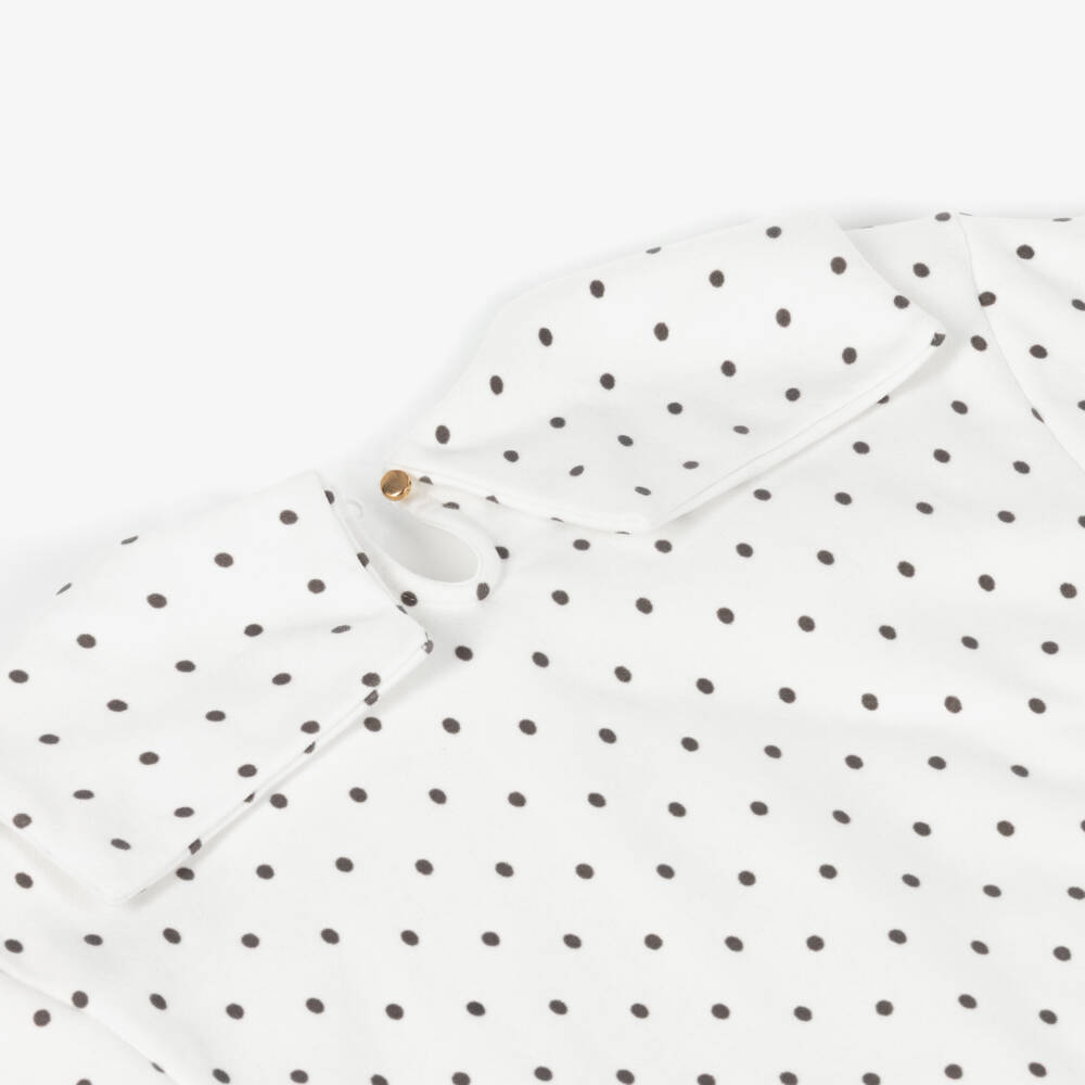 Lili Gaufrette-White Bow Polka Dot Sweatshirt | Childrensalon Outlet