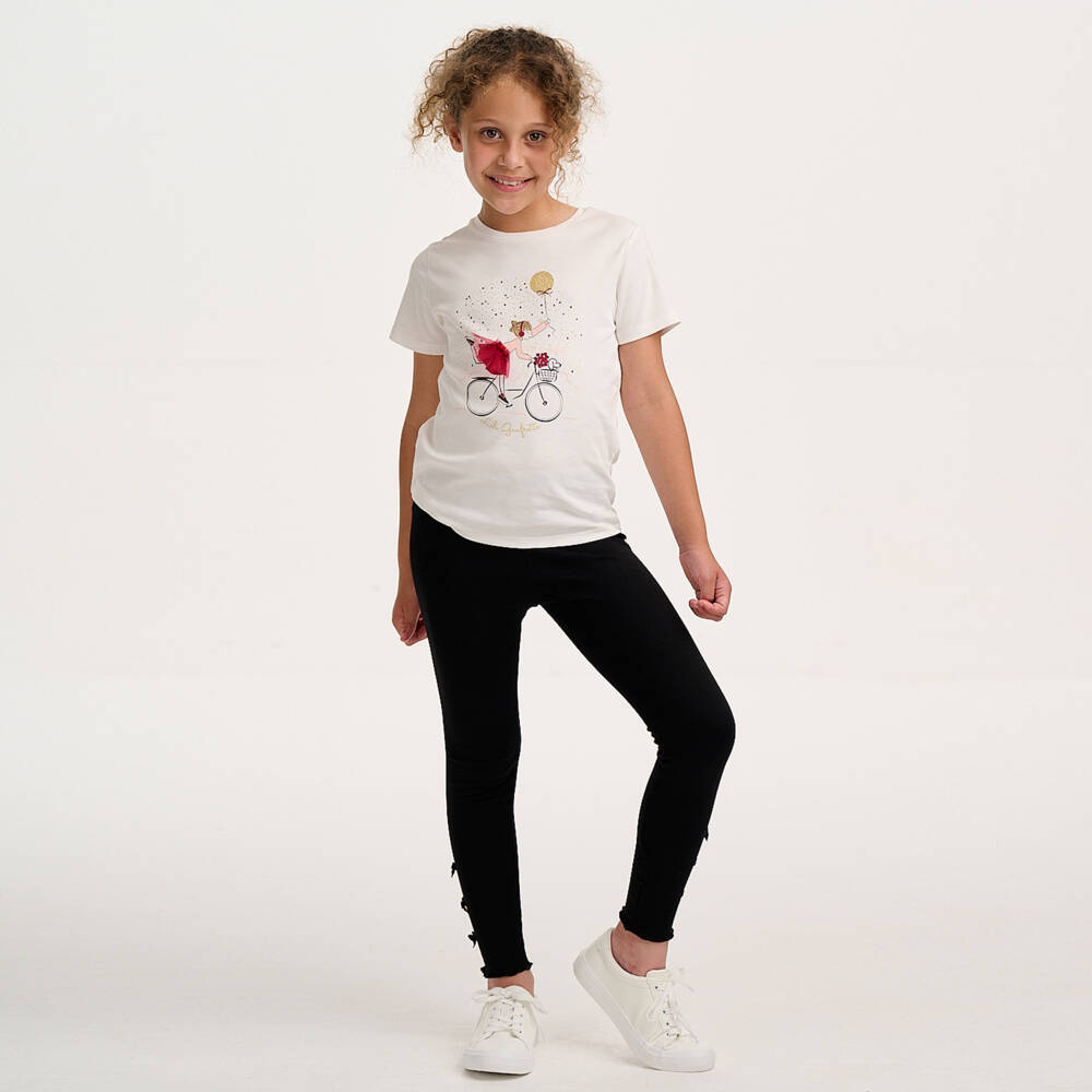 Lili Gaufrette-White Girl Ss T-shirt | Childrensalon Outlet
