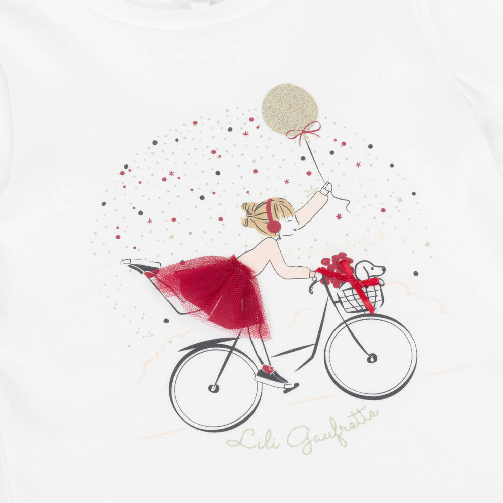 Lili Gaufrette-White Girl Ss T-shirt | Childrensalon Outlet