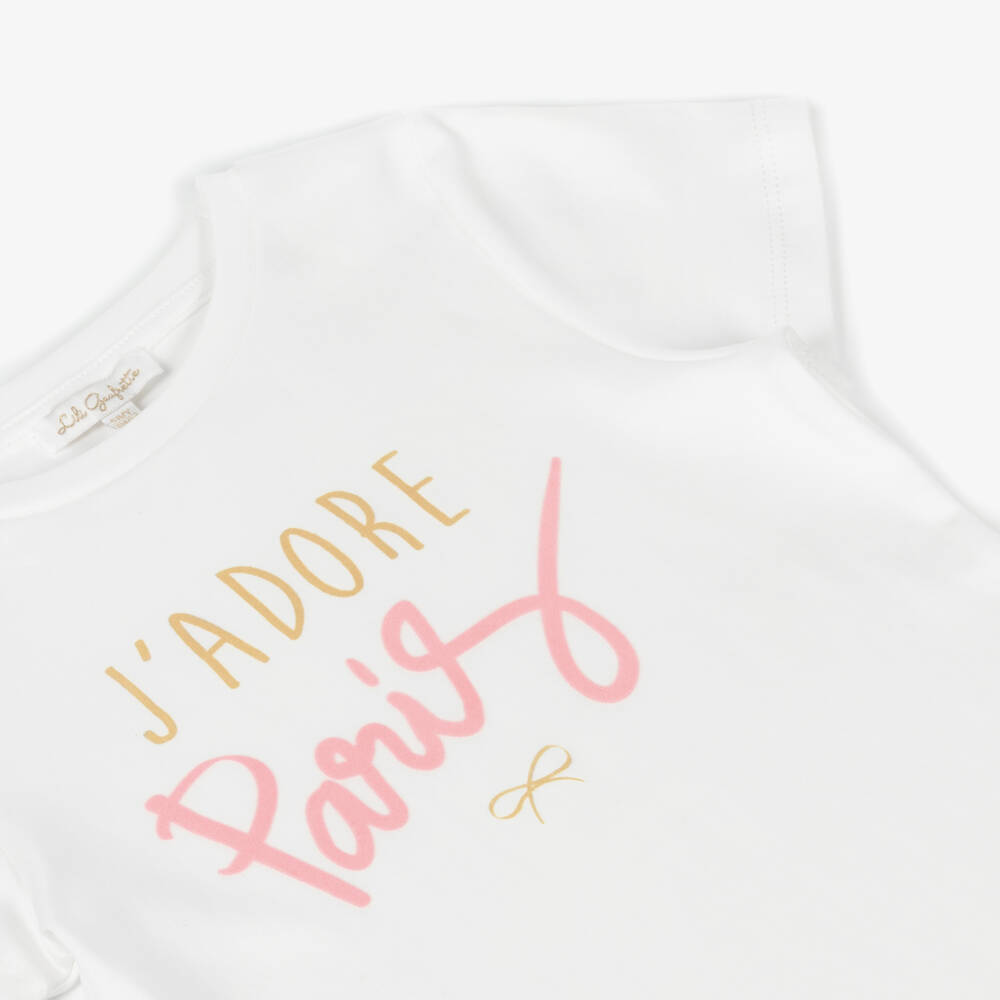 Lili Gaufrette-White J'adore Paris T-shirt | Childrensalon Outlet