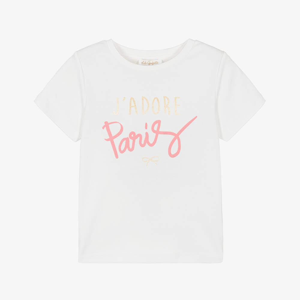 Lili Gaufrette-White J'adore Paris T-shirt | Childrensalon Outlet