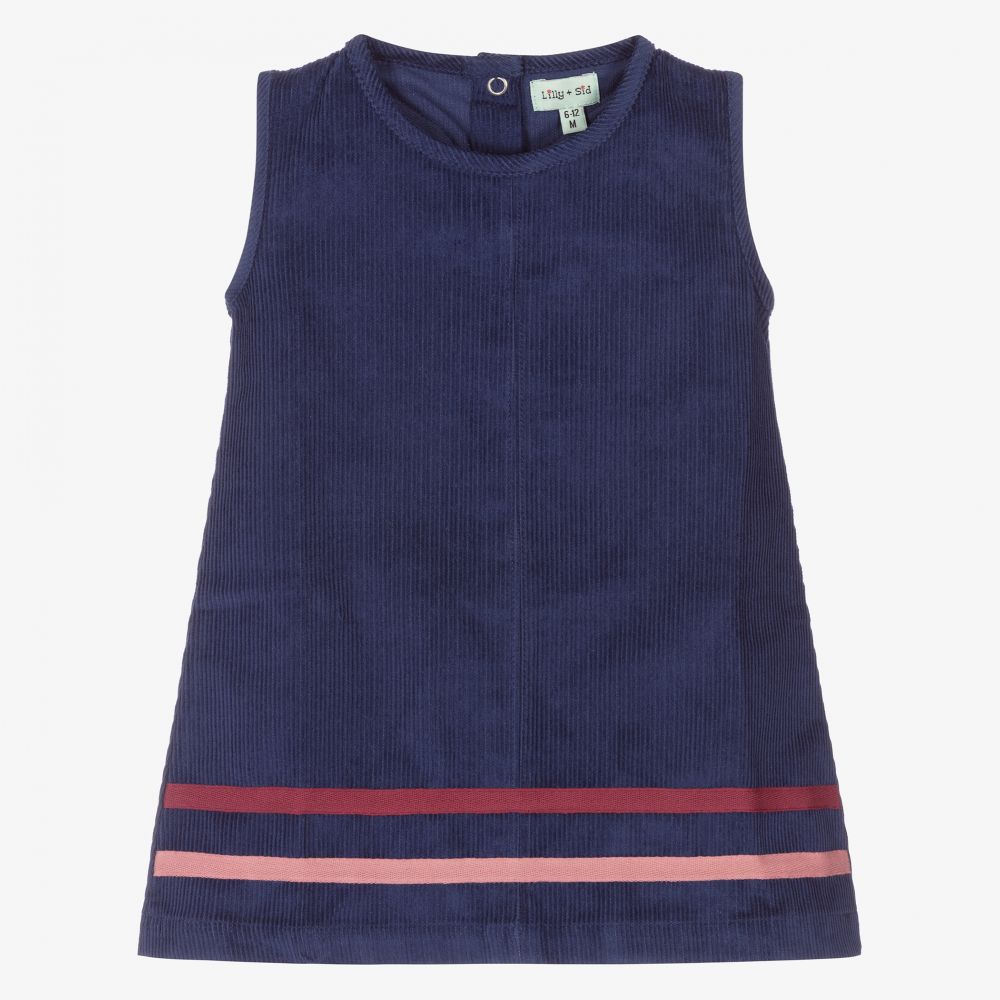 Lilly and Sid - Baby Girls Blue Corduroy Dress | Childrensalon