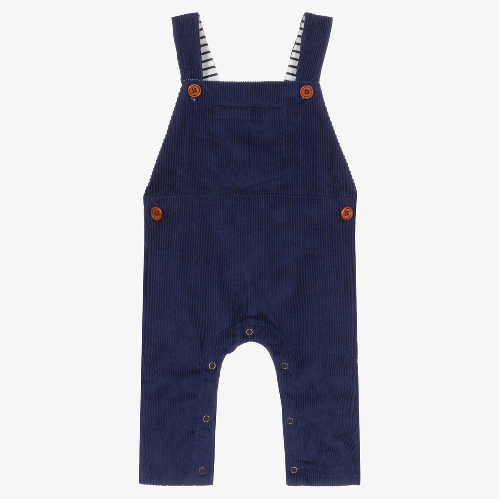 Lilly and Sid - Blue Corduroy Baby Dungarees | Childrensalon