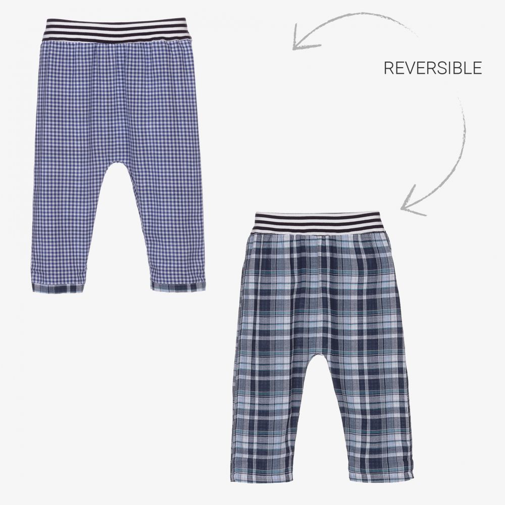 ليلي آند سيد-Blue & Grey Cotton Trouser Set | Childrensalon Outlet