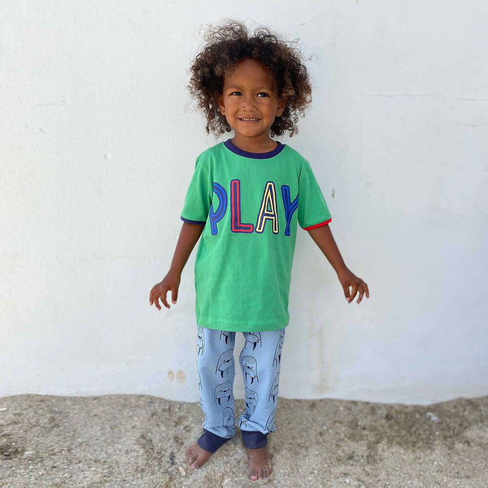 Lilly and Sid-Blue Organic Cotton Joggers | Childrensalon Outlet