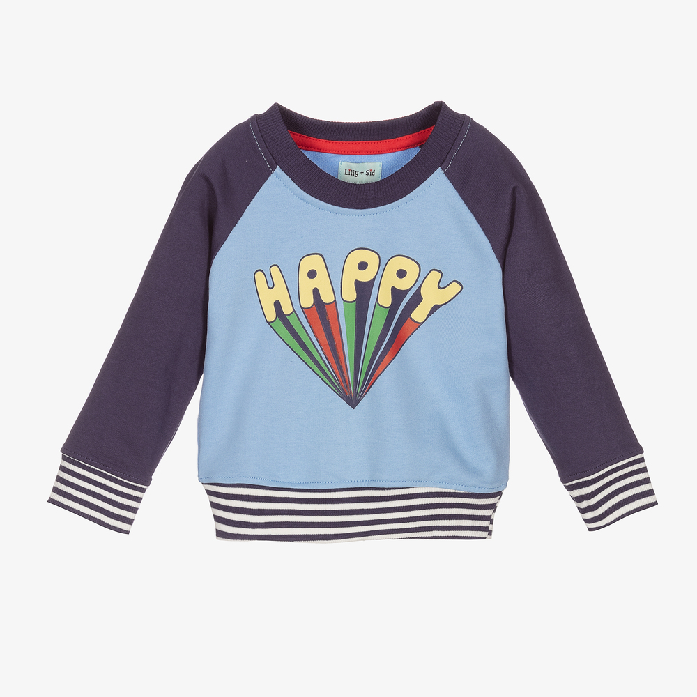 Lilly and Sid - Blue Organic Cotton Sweatshirt | Childrensalon