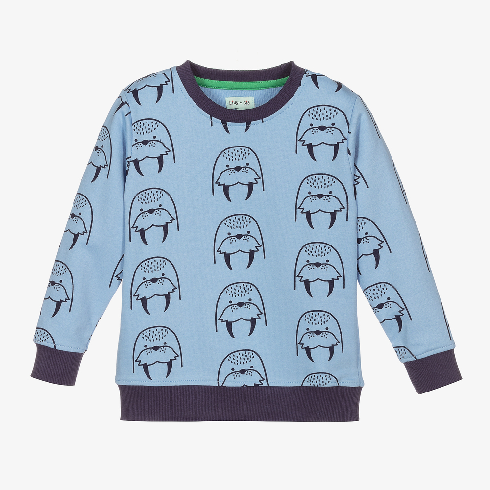 Lilly and Sid - Boys Blue Cotton Sweatshirt | Childrensalon