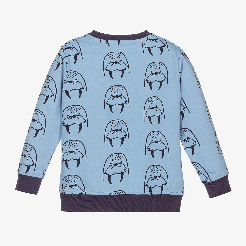 Lilly and Sid-Boys Blue Cotton Sweatshirt | Childrensalon Outlet