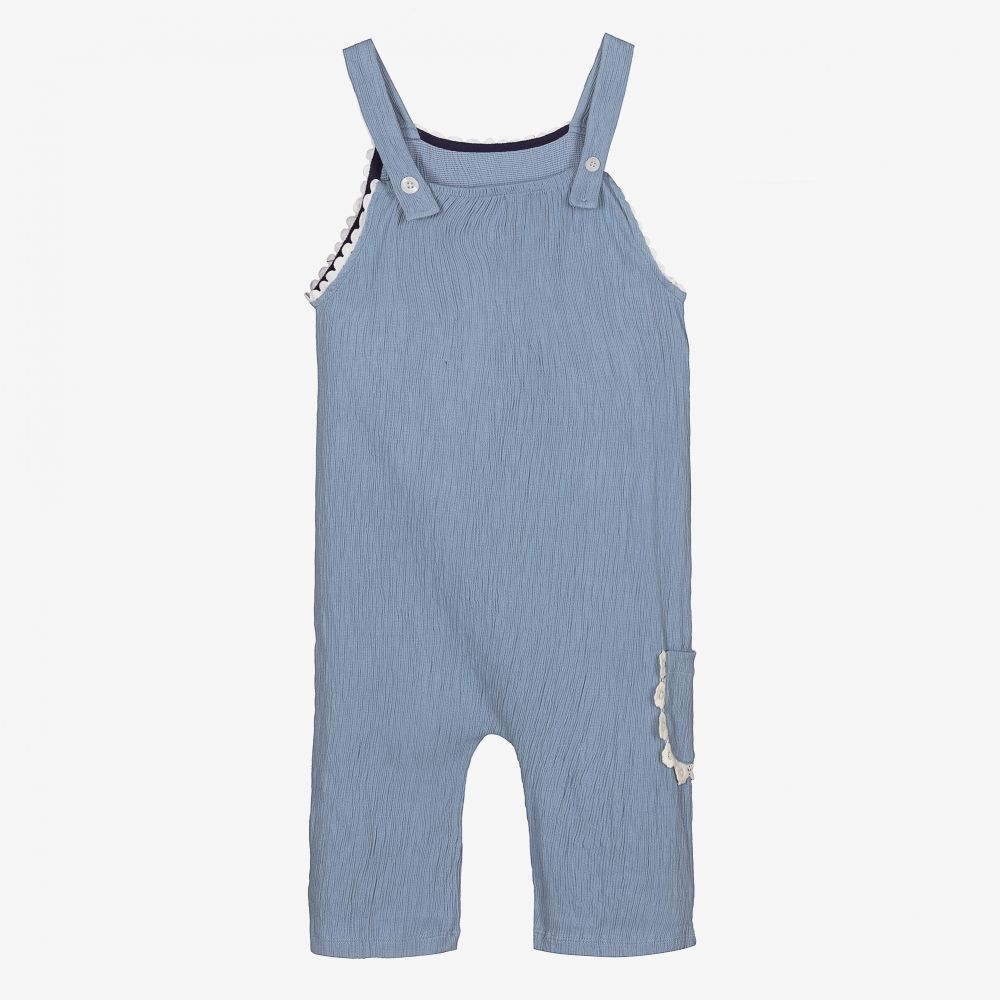 Lilly and Sid-Girls Blue Cotton Dungarees | Childrensalon Outlet