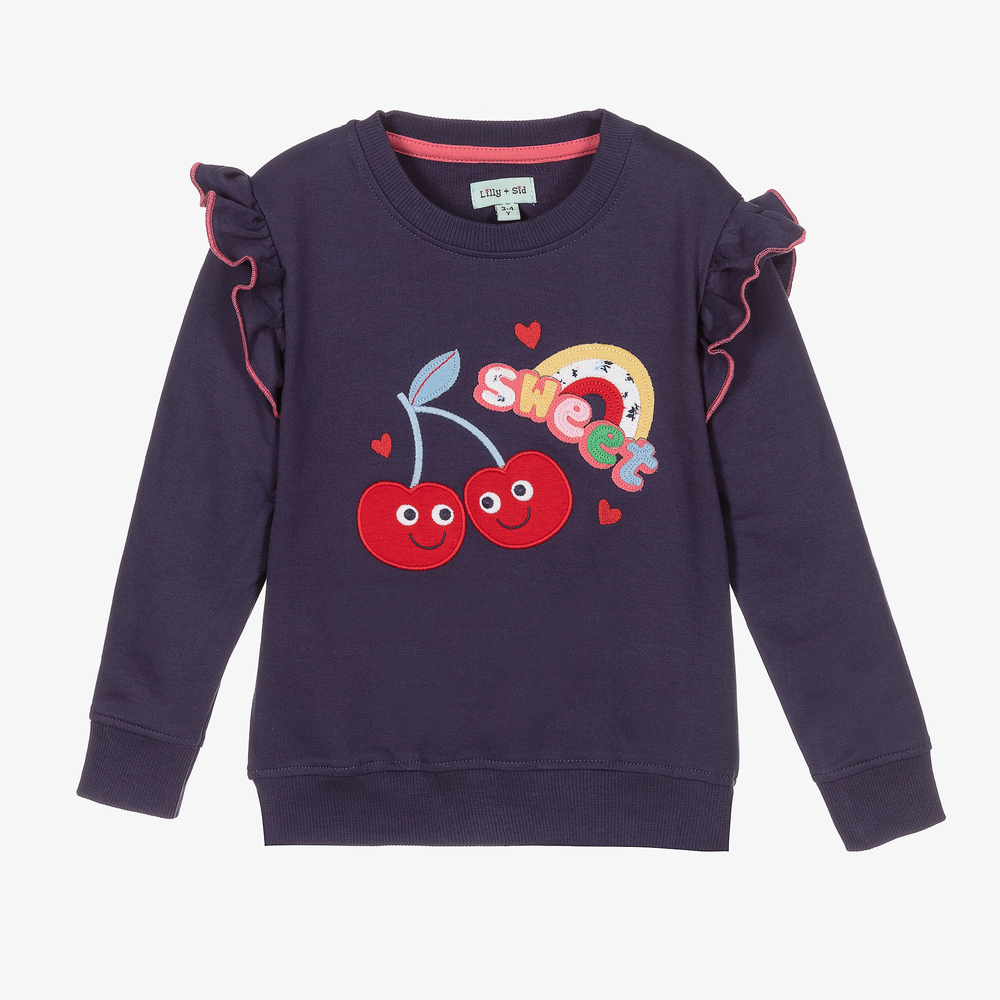 Lilly and Sid - Girls Blue Cotton Sweatshirt | Childrensalon