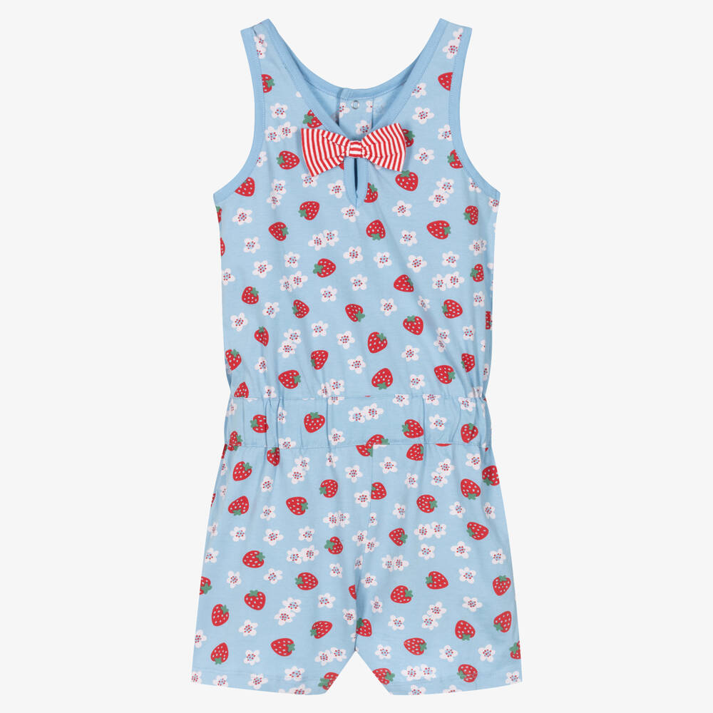 Lilly and Sid Girls Blue Organic Cotton Playsuit