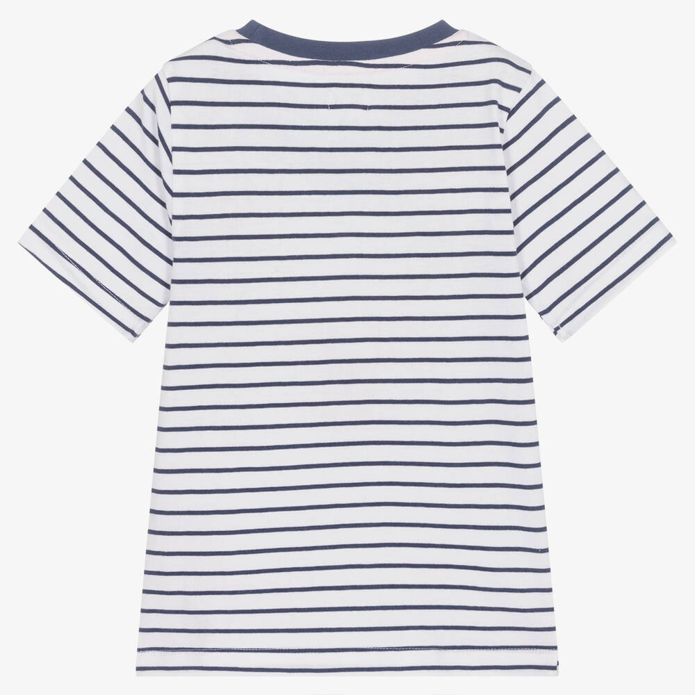 ليلي آند سيد-Girls Blue Stripe Cotton T-Shirt | Childrensalon Outlet