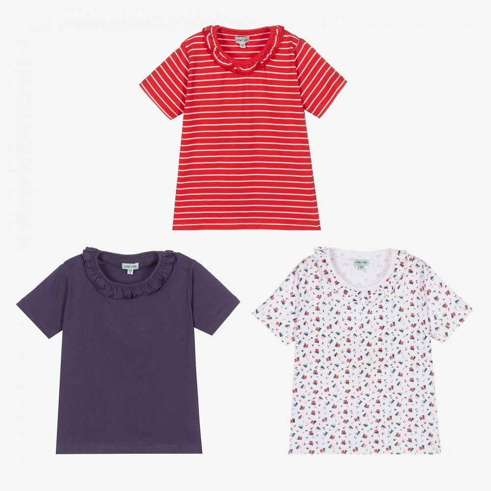 Lilly and Sid - Girls Cotton T-Shirts (3 Pack) | Childrensalon