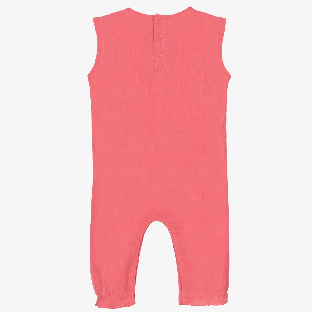 Lilly and Sid-Girls Pink Cotton Jumpsuit | Childrensalon Outlet