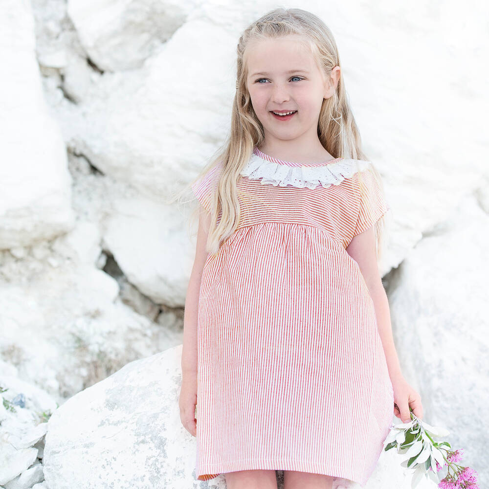 Lilly and Sid-Girls Red Organic Cotton Dress | Childrensalon Outlet