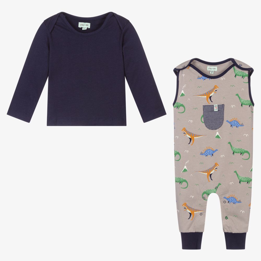 Lilly and Sid - Organic Cotton Dungaree Set | Childrensalon