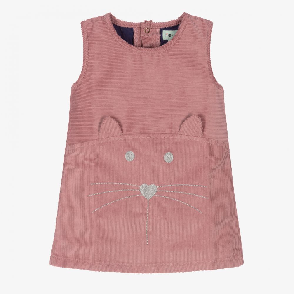 Lilly and Sid - Pink Corduroy Pinafore Dress | Childrensalon