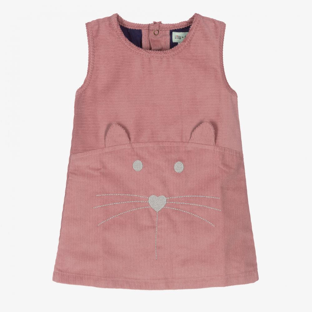 Lilly and Sid Pink Corduroy Pinafore Dress Childrensalon Outlet