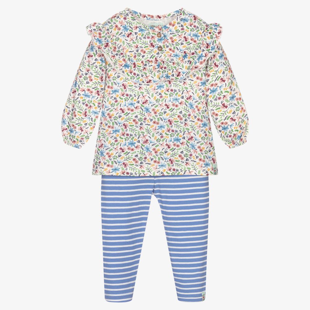 Lilly and Sid-Striped & Floral Leggings Set | Childrensalon Outlet
