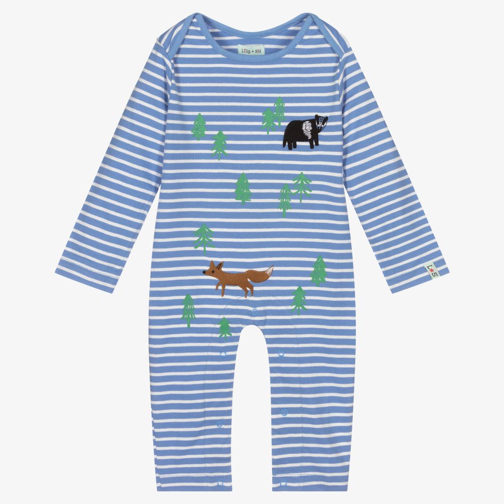 Lilly and Sid - Striped Organic Cotton Romper | Childrensalon