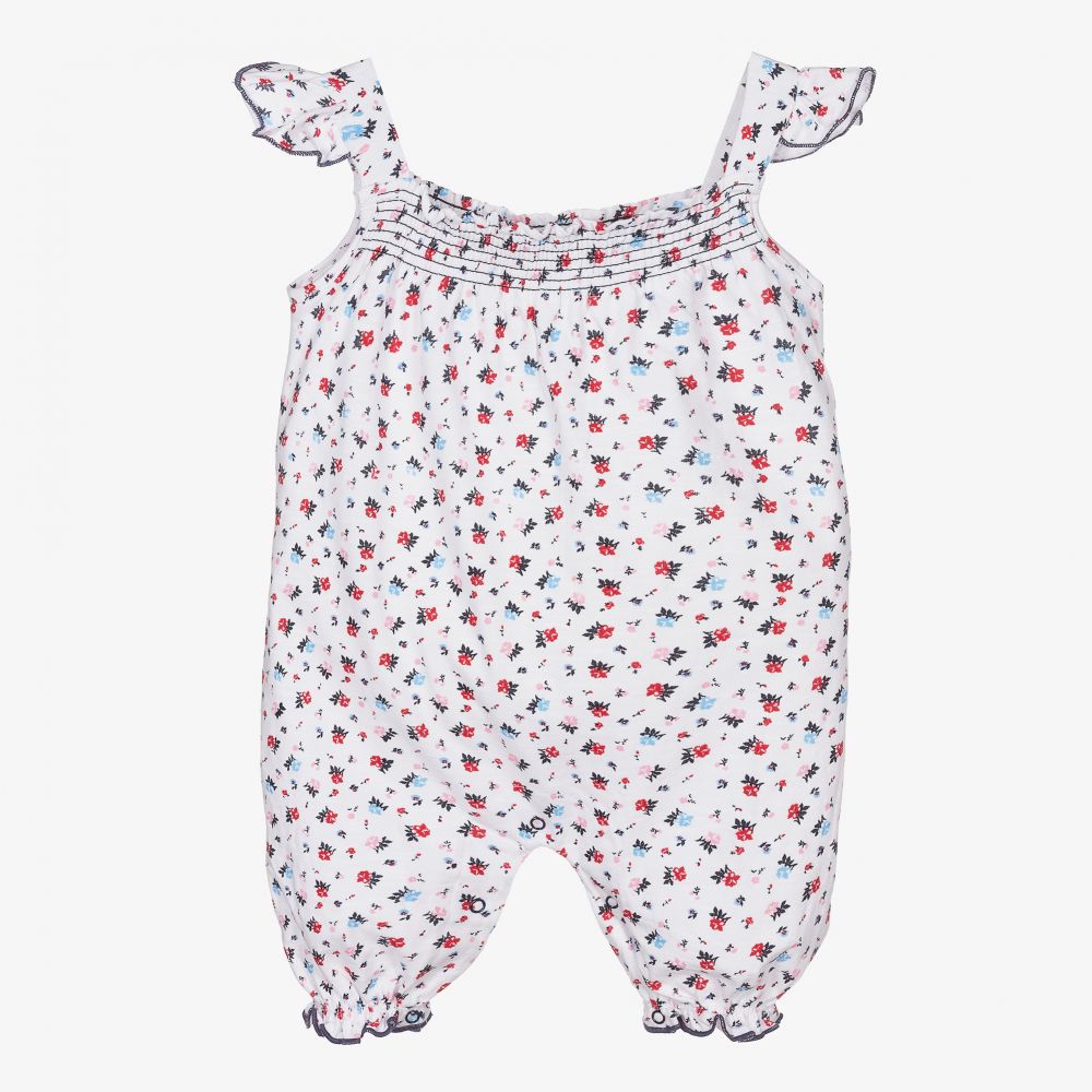 Lilly and Sid - White Organic Cotton Playsuit | Childrensalon