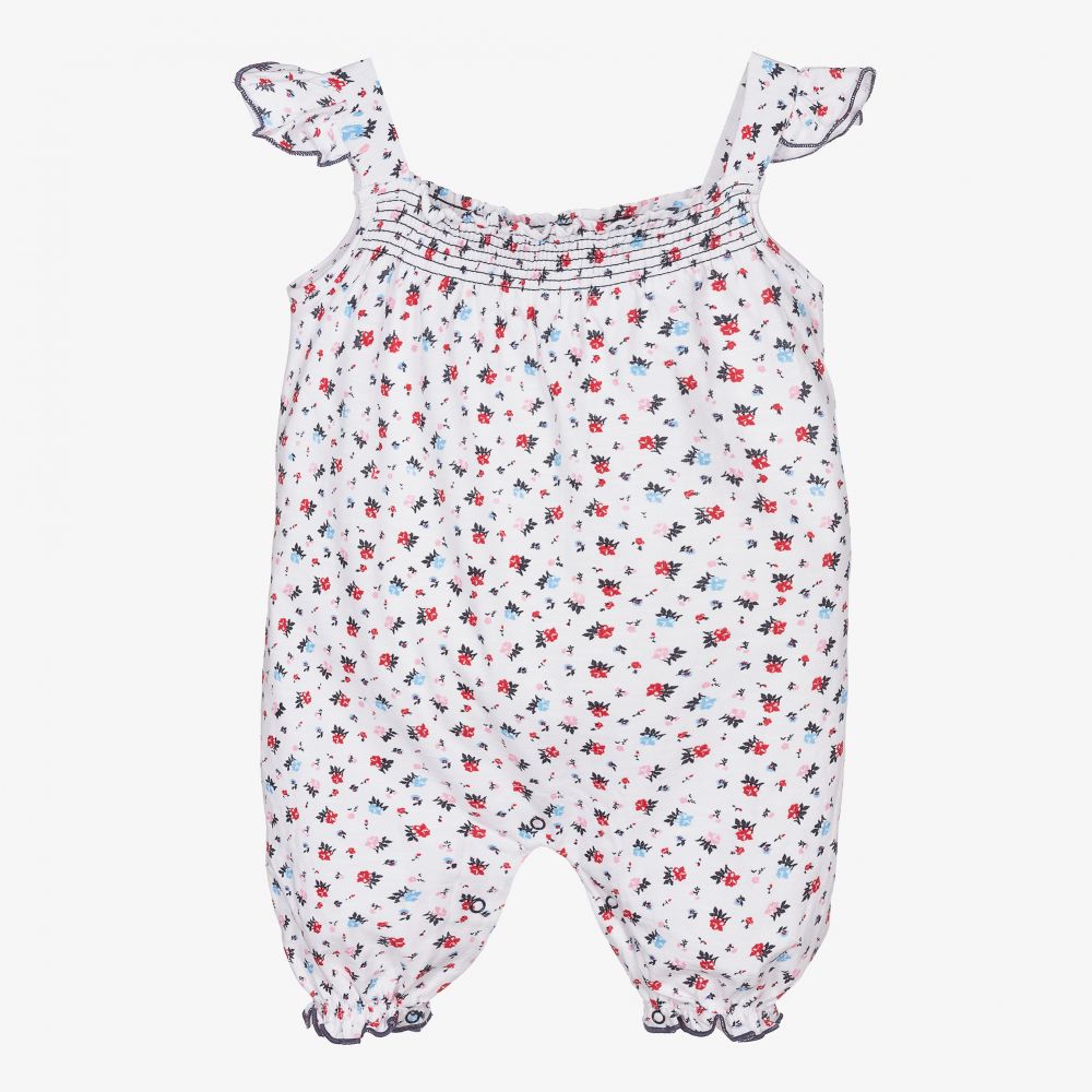 Lilly and Sid-White Organic Cotton Playsuit | Childrensalon Outlet