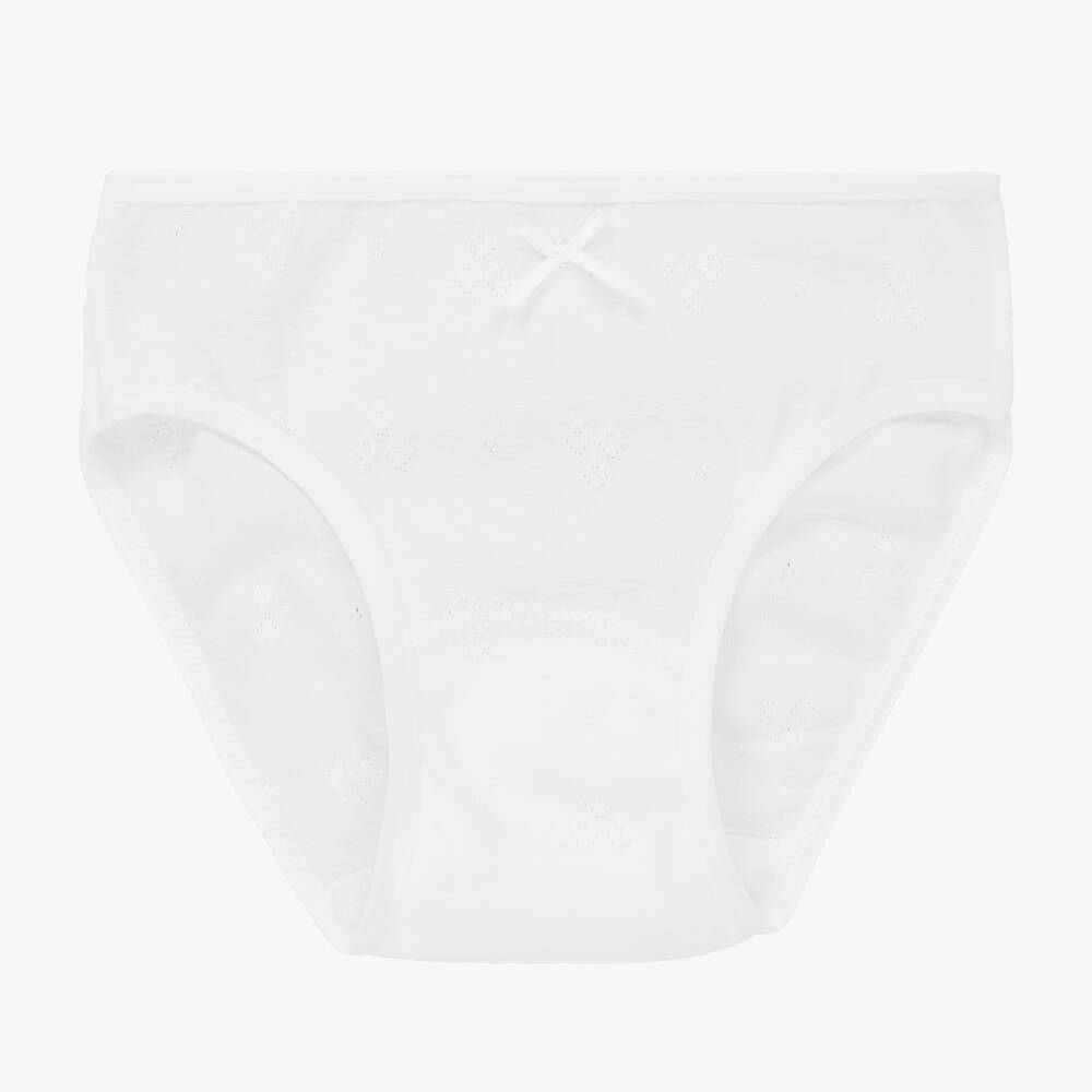 Linn - Girls Ivory Cotton Knickers | Childrensalon