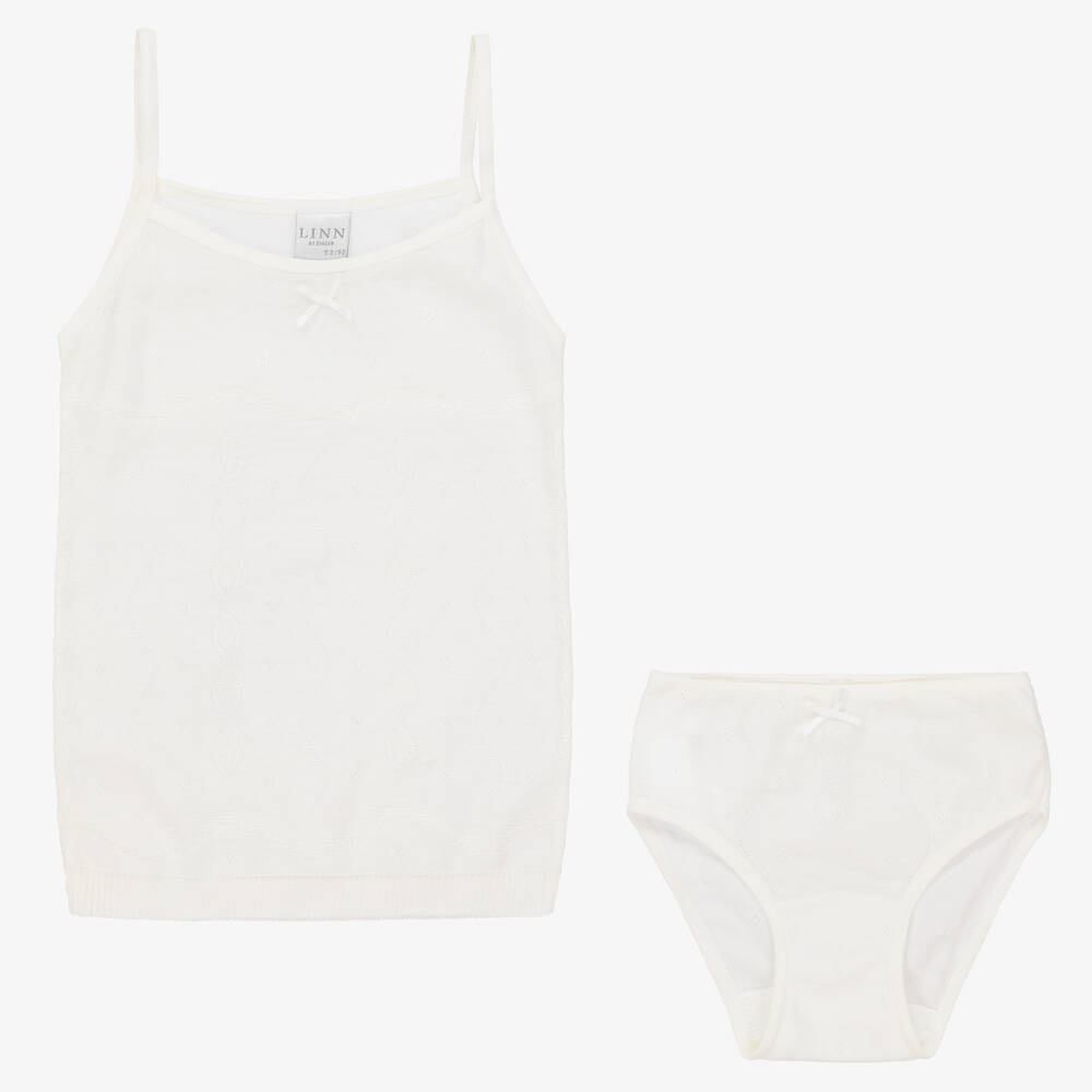 Linn - Girls Ivory Top & Knickers Set | Childrensalon