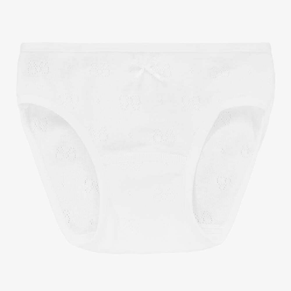 Linn - Girls White Cotton Knickers | Childrensalon