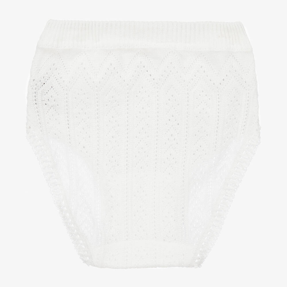 Linn-Ivory Cotton Knit Knickers | Childrensalon Outlet