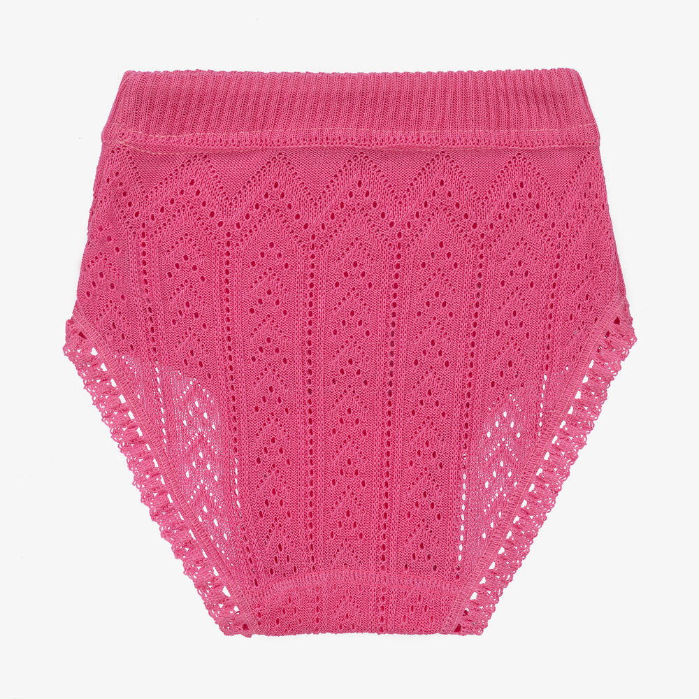 Linn-Pink Cotton Knit Knickers | Childrensalon Outlet
