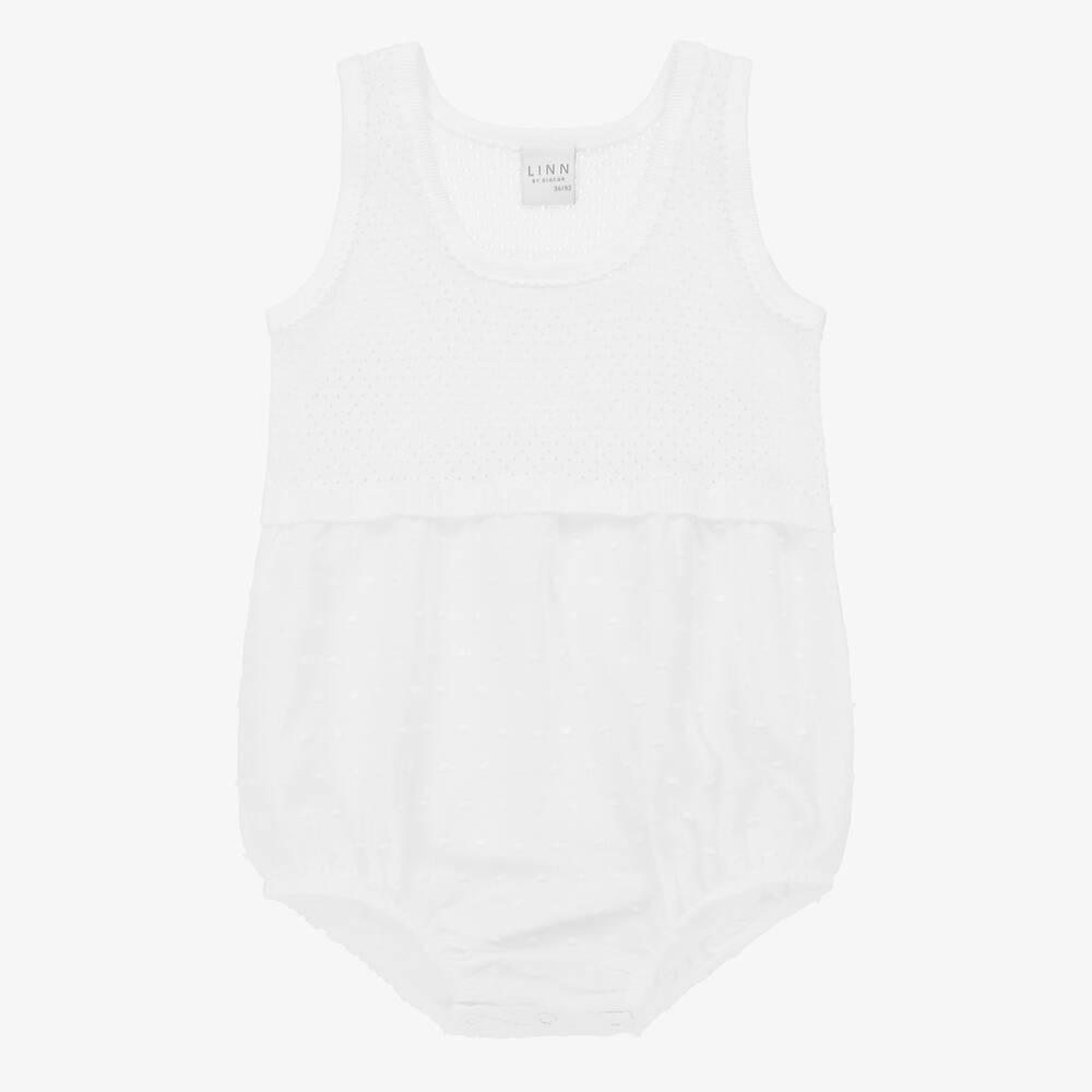 Linn - White Cotton Baby Shortie | Childrensalon