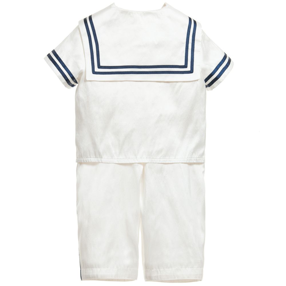 Little Darlings Occasion-Baby Boys Ivory Silk Sailor Suit & Hat | Childrensalon Outlet