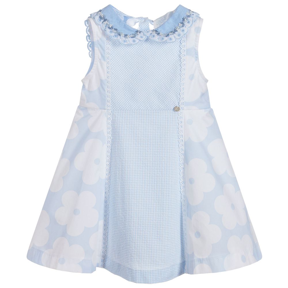 Little Darlings - فستان قطن لون أزرق وأبيض | Childrensalon
