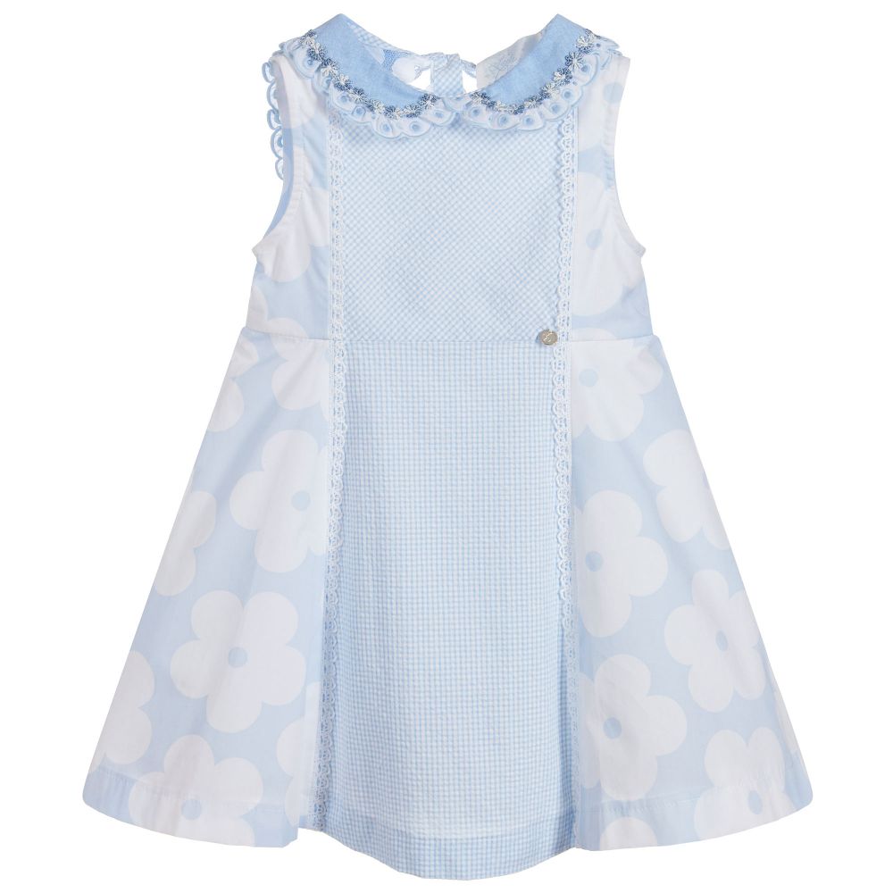 Little Darlings - Blue Floral Cotton Dress | Childrensalon