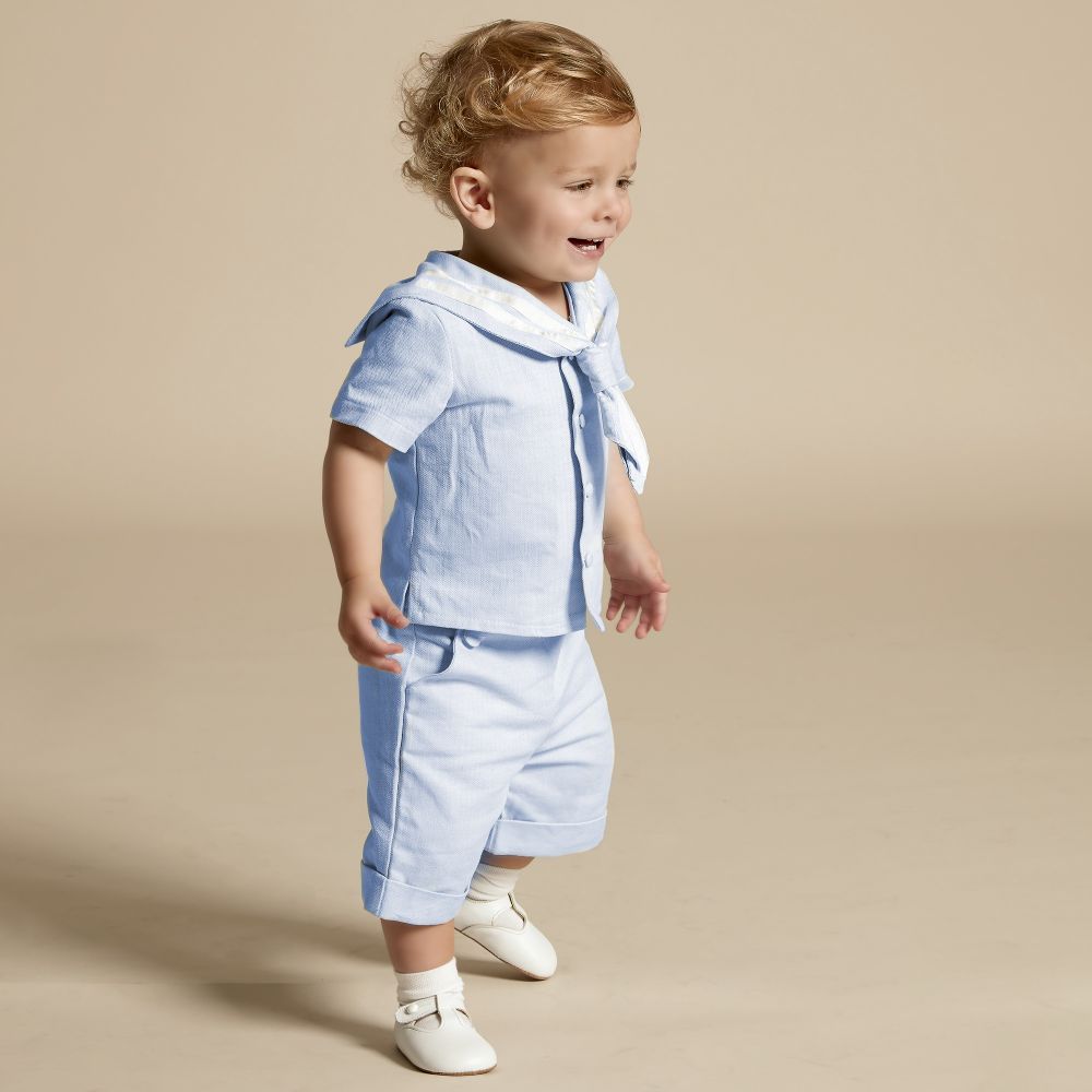 Little Darlings Boys Pale Blue Sailor Suit Childrensalon Outlet