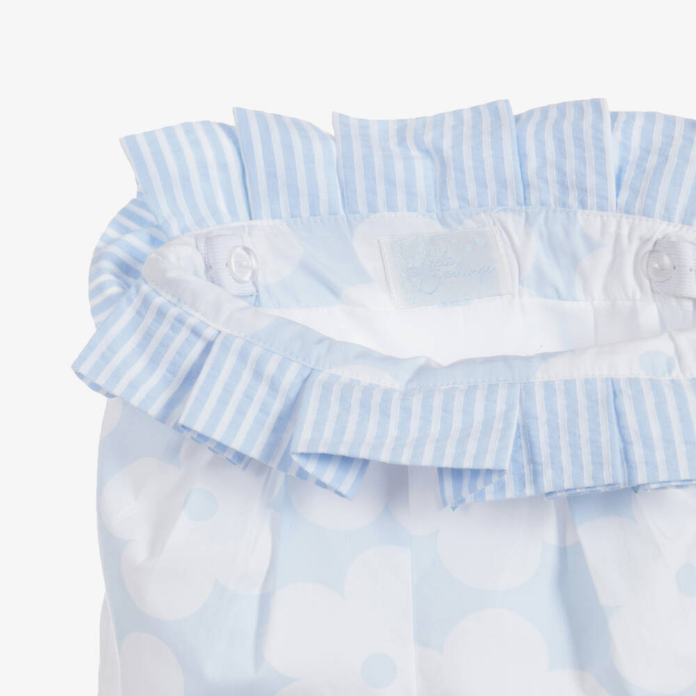 Little Darlings-Girls Blue Cotton Shorts | Childrensalon Outlet