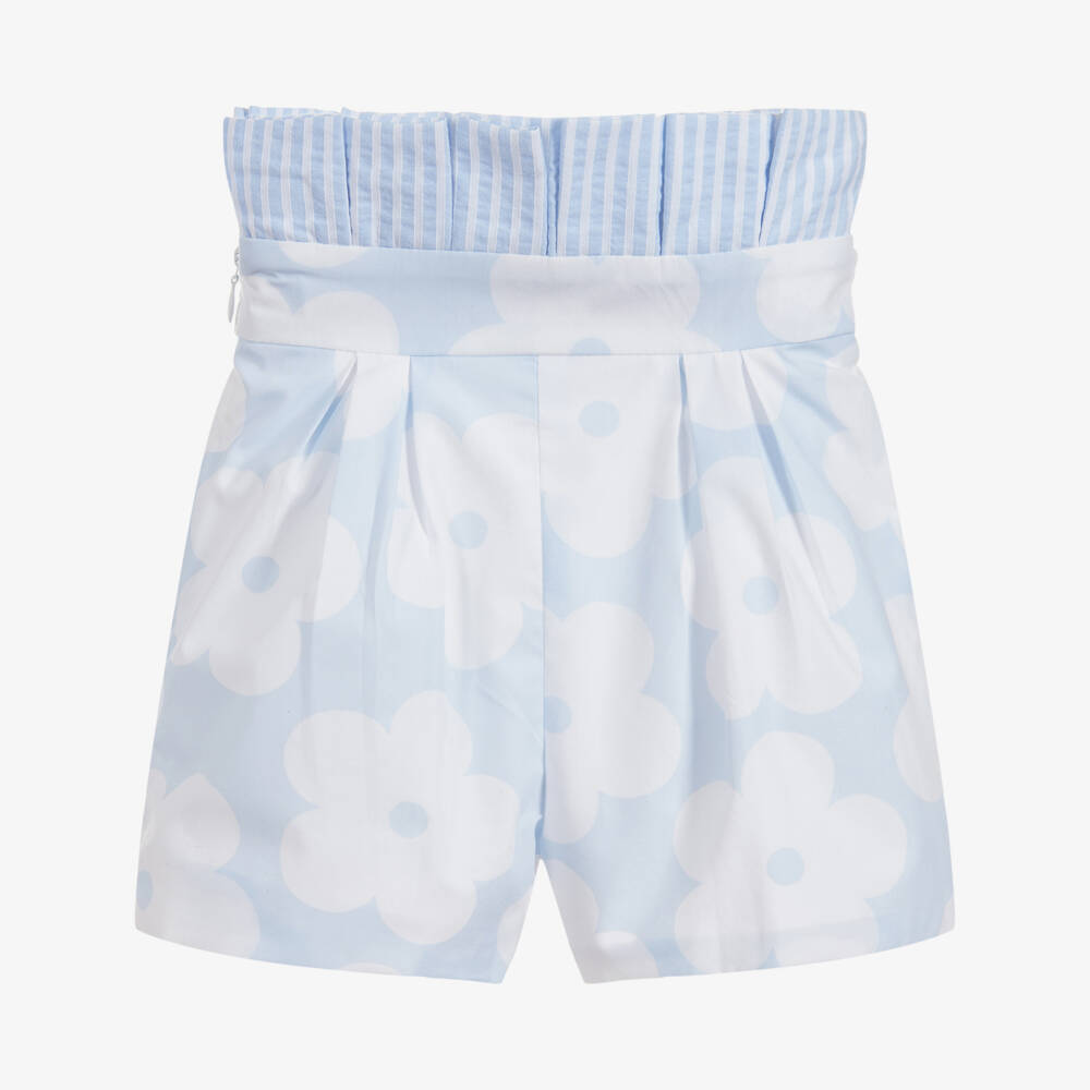 Little Darlings-Girls Blue Cotton Shorts | Childrensalon Outlet