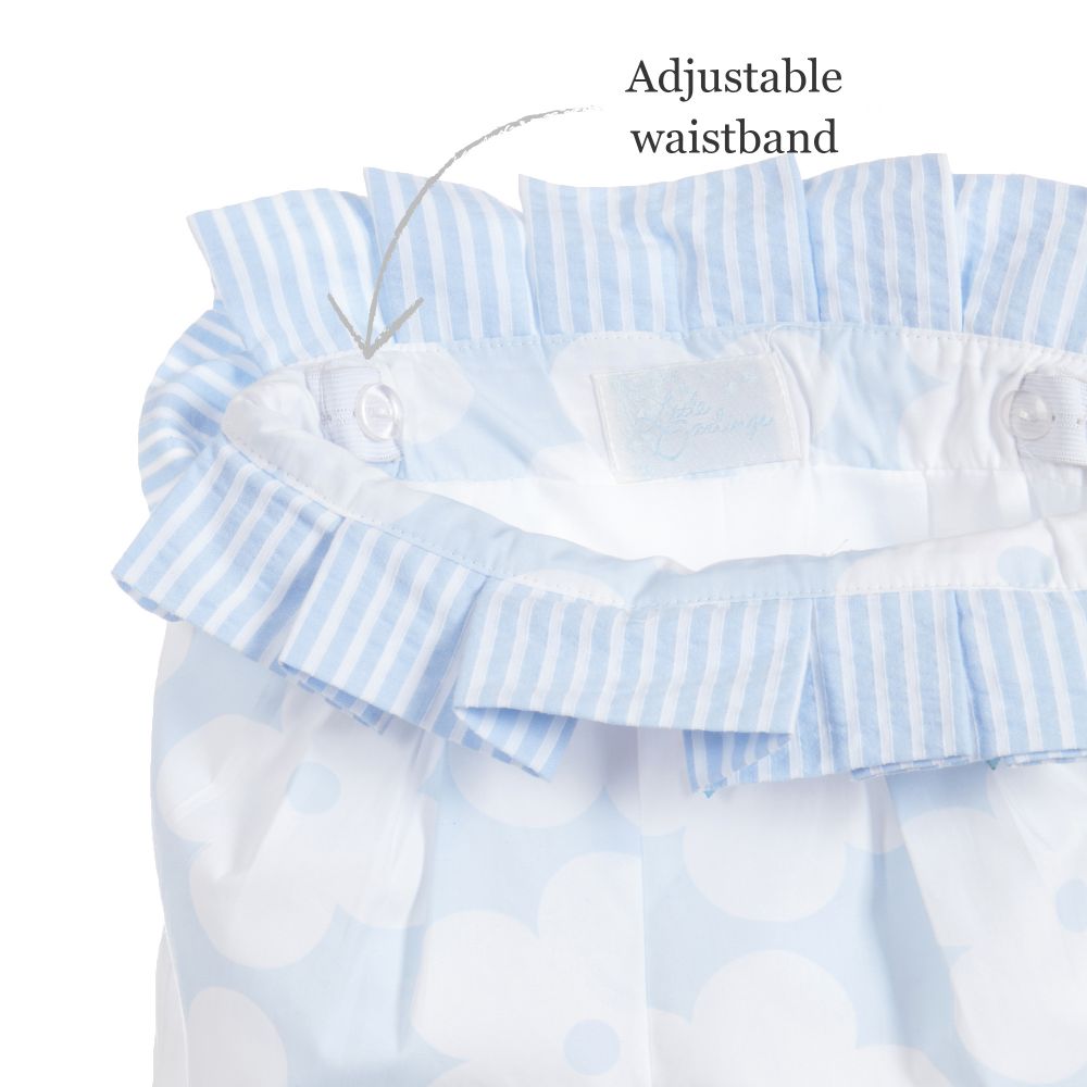 ليتل دارلينغز-شورت قطن لون أزرق وأبيض للبنات | Childrensalon Outlet