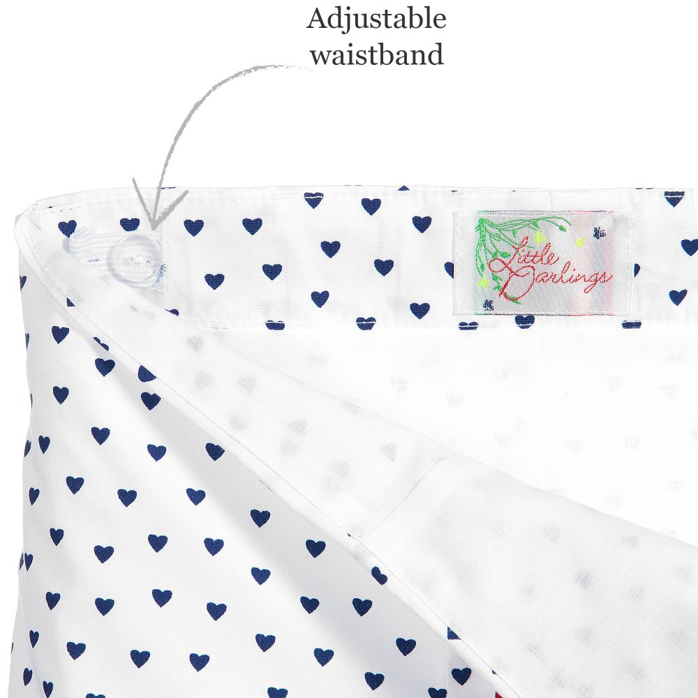 ليتل دارلينغز-شورت قطن لون أبيض و كحلي بطبعة قلوب | Childrensalon Outlet