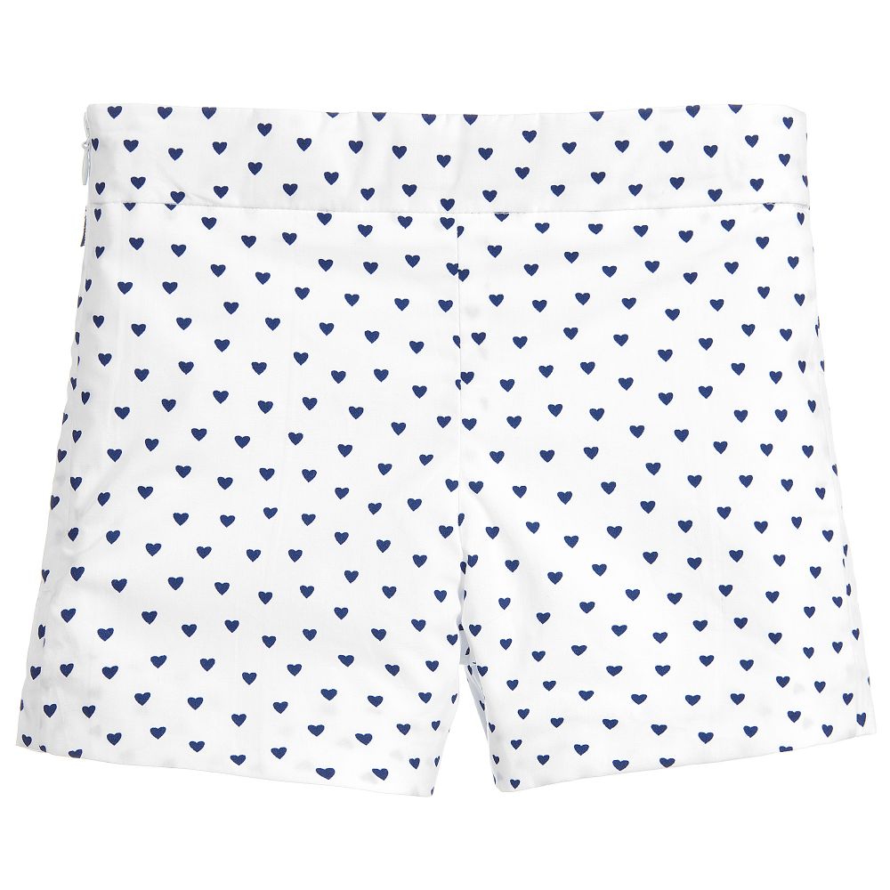 ليتل دارلينغز-شورت قطن لون أبيض و كحلي بطبعة قلوب | Childrensalon Outlet