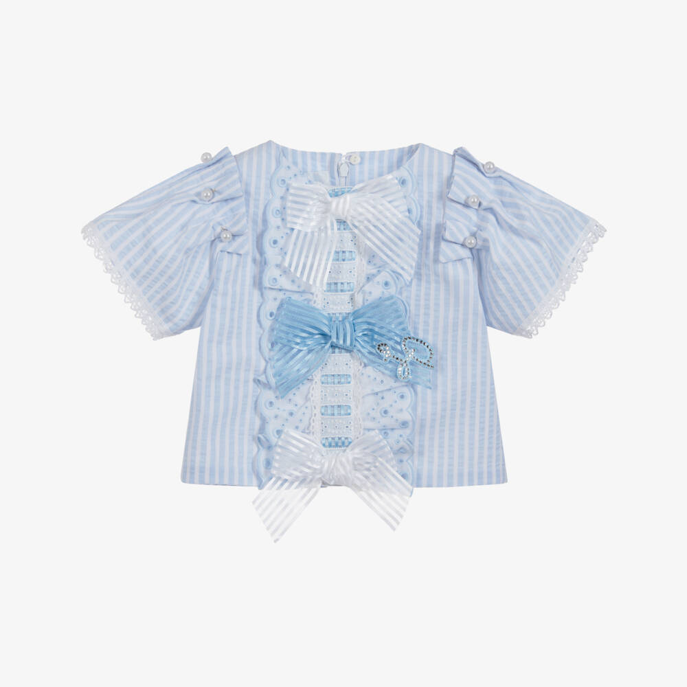 Little Darlings-Girls Blue Striped Blouse | Childrensalon Outlet
