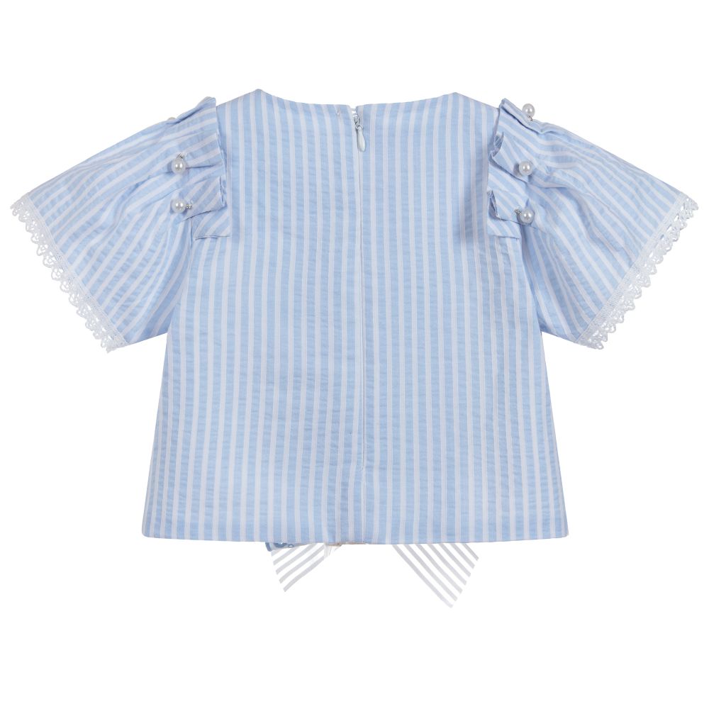 Little Darlings-Girls Blue Striped Blouse | Childrensalon Outlet