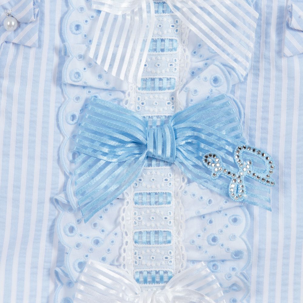 Little Darlings-Girls Blue Striped Blouse | Childrensalon Outlet