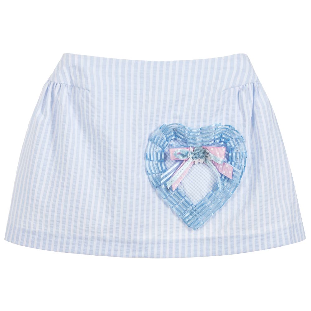 Little Darlings - Girls Blue Striped Skirt | Childrensalon