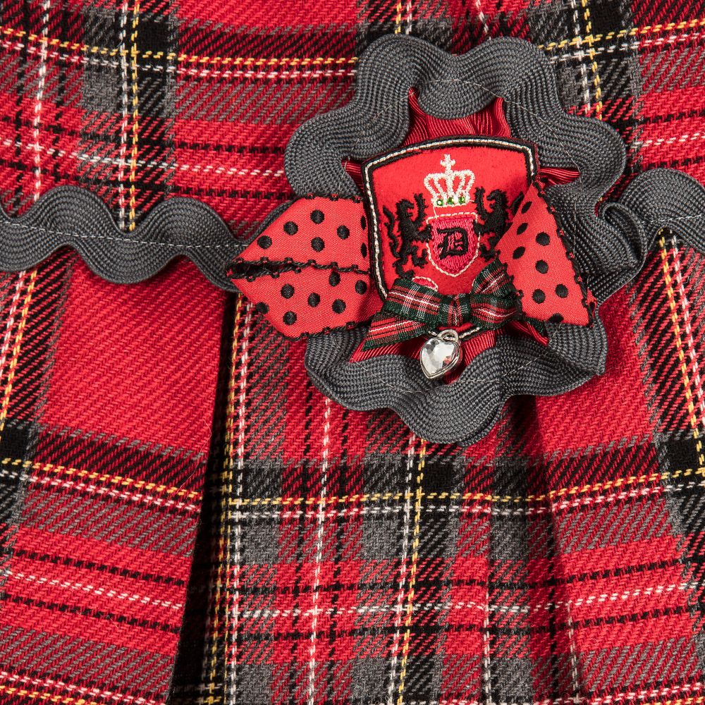 Little Darlings-Girls Red Tartan & Rose Skirt  | Childrensalon Outlet