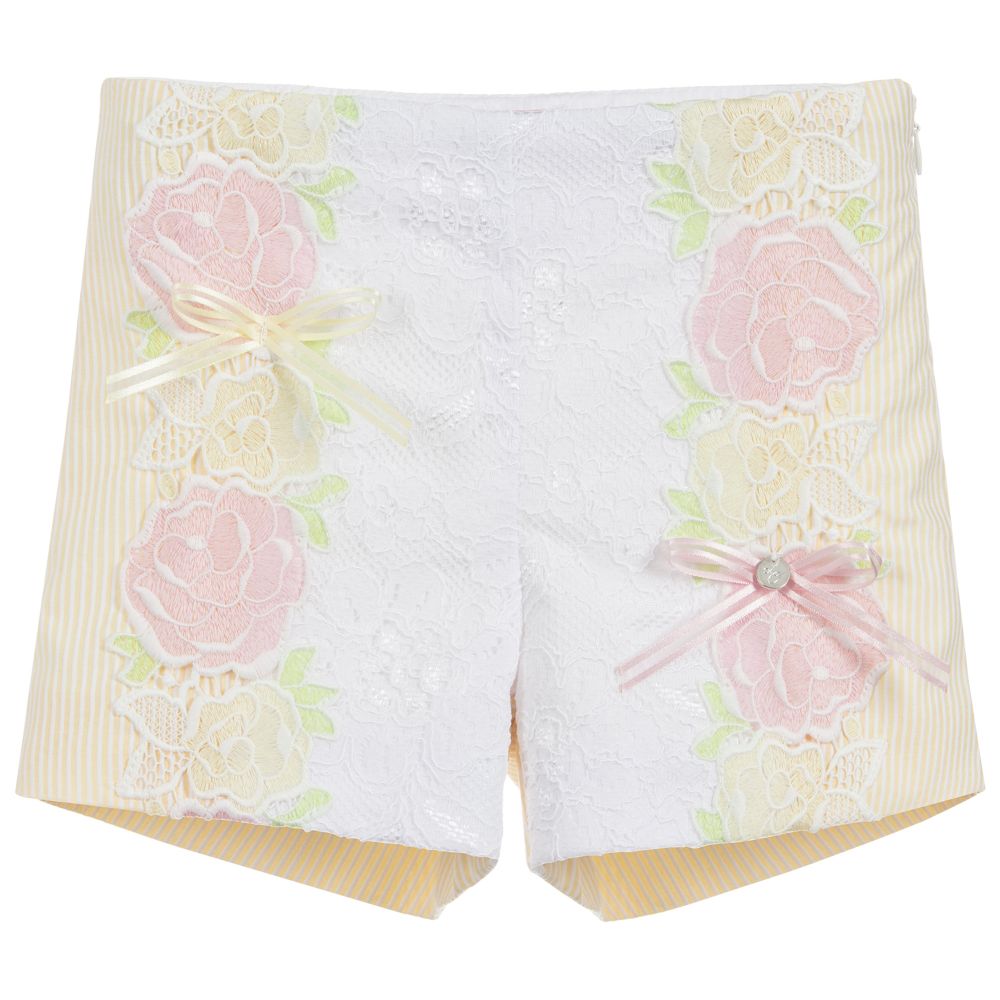 Little Darlings - Girls Yellow Cotton Shorts | Childrensalon